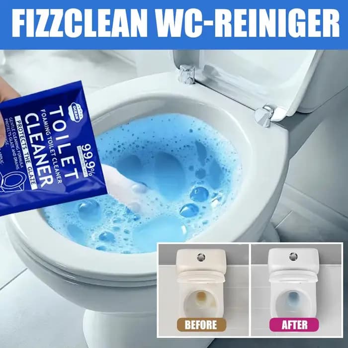 Nettoyant WC Moussant Anti-Calcaire Sans Contact Fizzclean – Poudre Nettoyante pour Toilettes