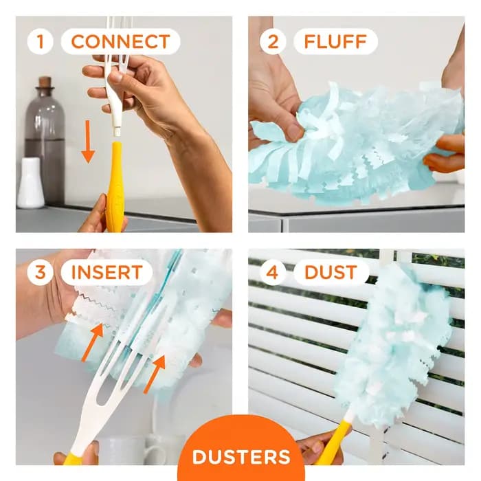 Un paquet de 10 accessoires dépoussiéreurs jetables, compatibles avec Swiffer.