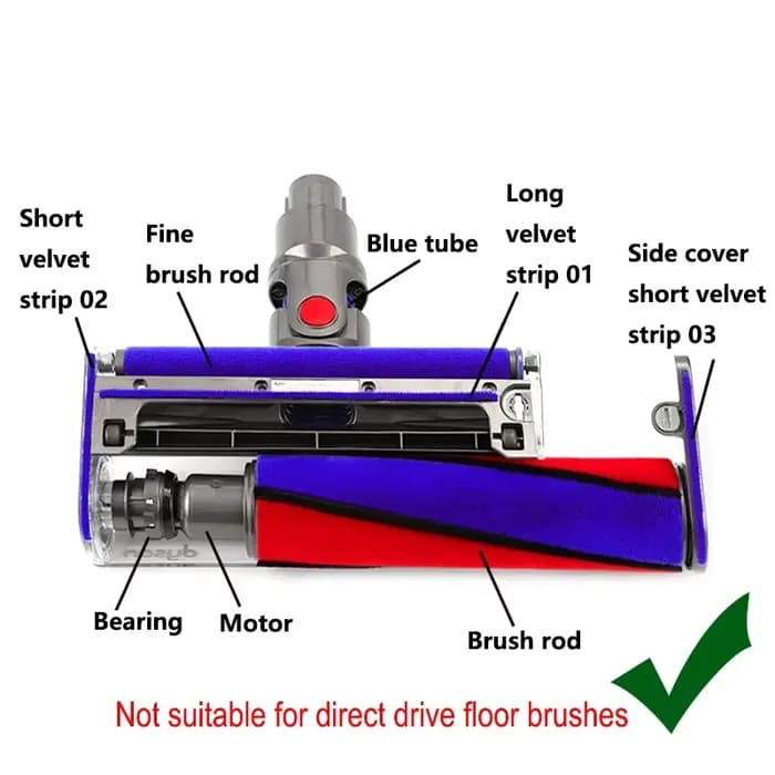Motrices d’origine 20W pour Dyson V6 V7 V8 SV03 SV06 SV07 SV09 SV10 SV11 Aspirateur Accessoires de tête de brosse douce