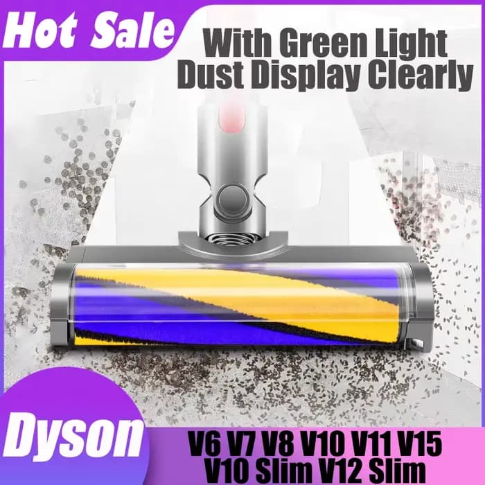 Tête de brosse souple améliorée pour aspirateurs sans fil Dyson V6 V7 V8 V10 V11 V15 V10 Slim V12 avec lumière LED verte pour la maison
