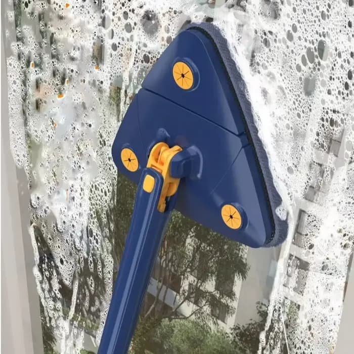 Serpillère triangulaire rotative avec manche télescopique long