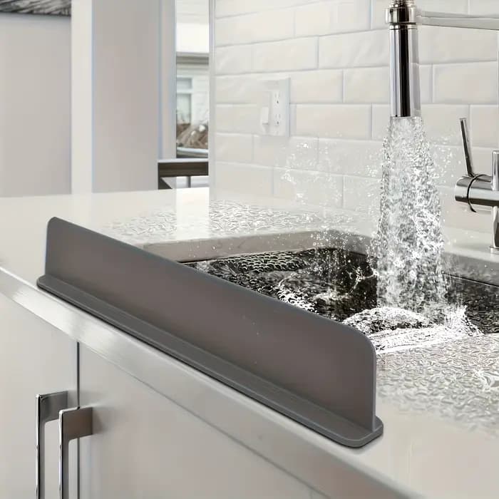 Protection anti-éclaboussures en silicone avec ventouses - Barrière d'eau pour évier de cuisine
