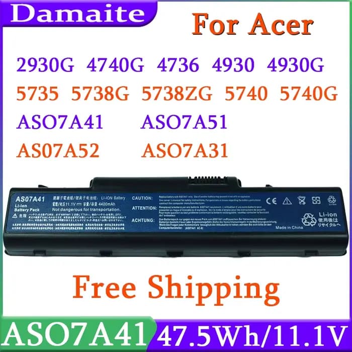 AS07A31 AS07A71 AS07A41 Batterie D'ordinateur Portable Pour Acer Aspire 2930 2930G 4710 4720 4740G 4736 4930 4930G 5735 5738G 5738ZG 5740 5740G