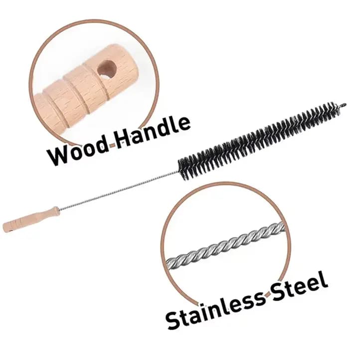 Brosse d'évent de sèche-linge Flexible avec manche en bois pour enlever les peluches