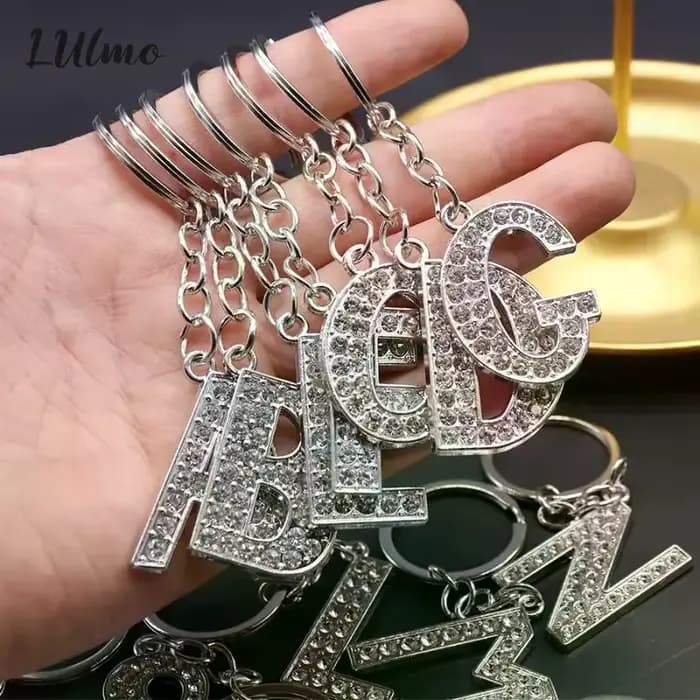 Mode charme 26 lettres anglaises A-Z Alphabet porte-clés sac de voiture cristal strass alliage nom porte-clés bijoux