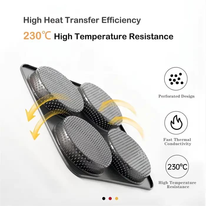 Moule à hamburger antiadhésif en acier au carbone, grande plaque de cuisson de 4 tasses pour les zones, petits pains faits maison, 5 pouces