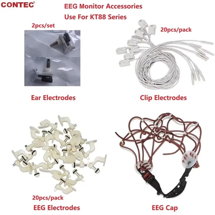 Accessoires pour moniteur EEG de la série CONTEC KT88, bonnet EEG, électrodes à clip d'oreille, câble EEG, électrodes