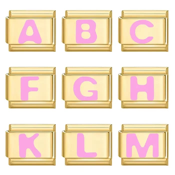 Mode rose 26 lettres anglaises A-Z nom doré italien bracelet à breloques bijoux bricolage faisant cadeau femmes hommes main Bracelet bijoux