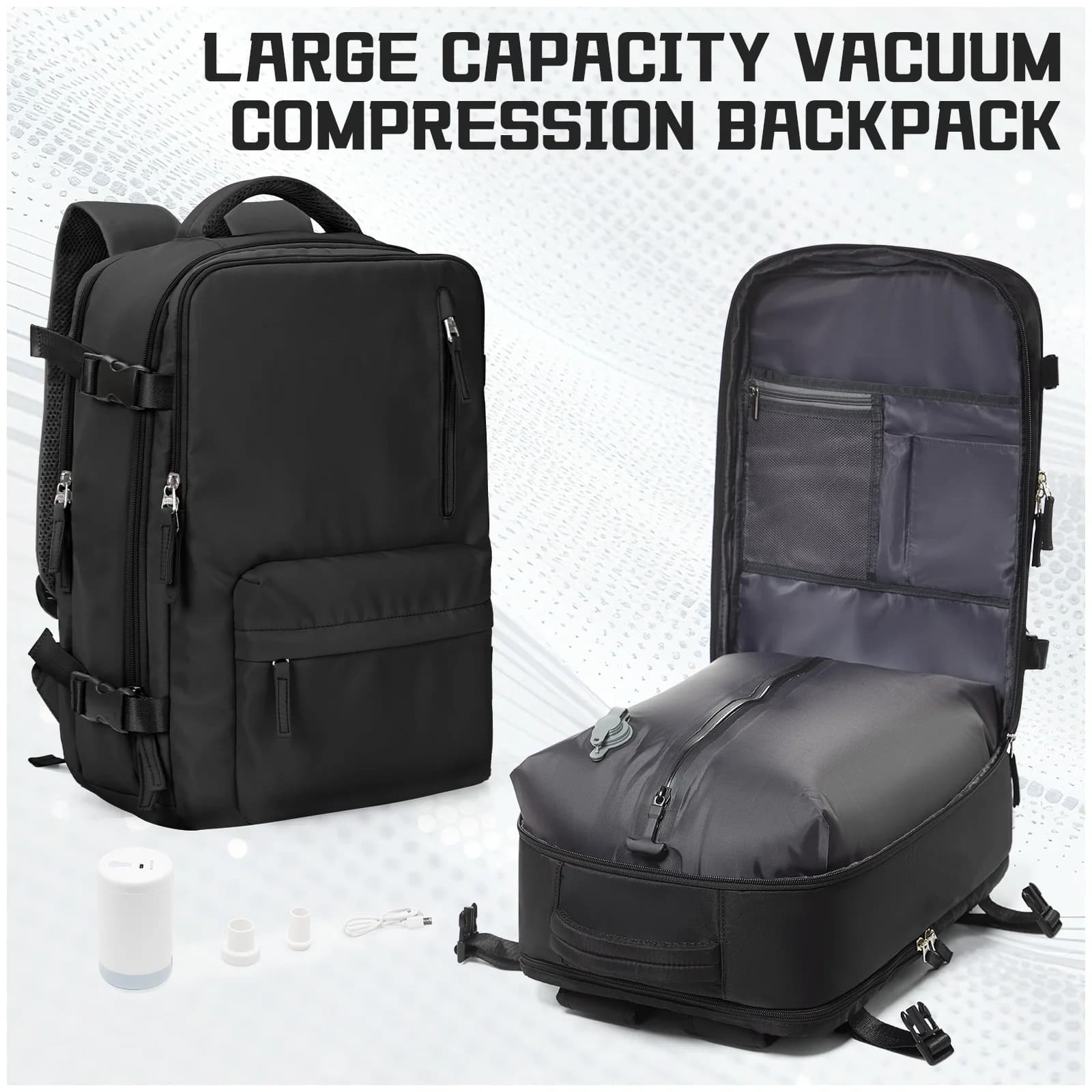Sacs de rangement sous vide, sac à dos de voyage sous vide, gain de place, sacs scellés sous vide po
