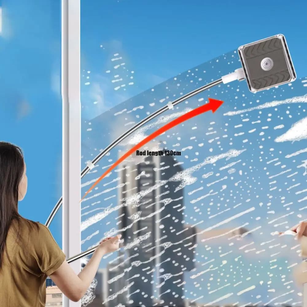 Outil de nettoyage de fenêtres en acier inoxydable et PP, gris, extensible, pour nettoyeur de fenêtr