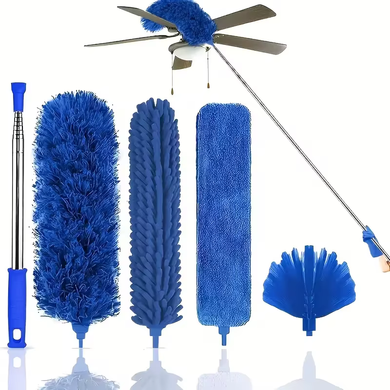Brosse de nettoyage télescopique - Dépoussiéreur à microfibres pour fentes longues et toiles d'araig