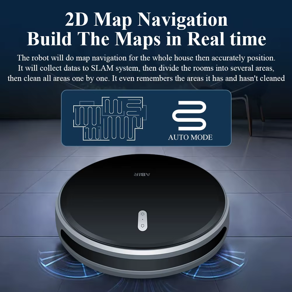 Aspirateur robot ABIR G20S, Navigation sur carte IA, partition super intelligente, avec mémoire,app