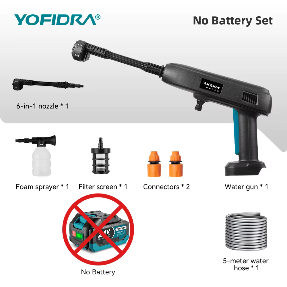 Pistolet lave-auto haute pression YOFIDRA 100 bars, portable, réservoir d'eau pliable 22L, nettoyeur
