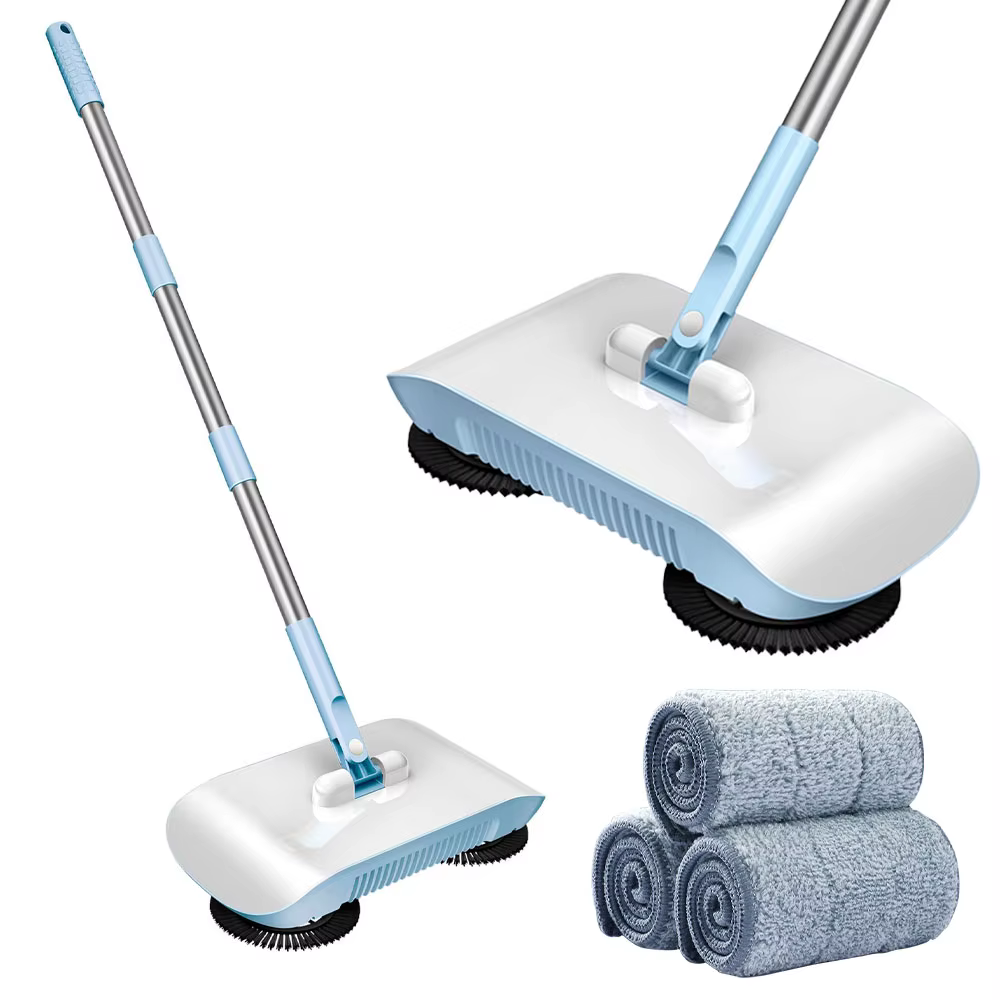 Ensemble balai et serpillière manuel 40 pouces avec 3 serpillières, aspirateur sans fil 2-en-1 pour