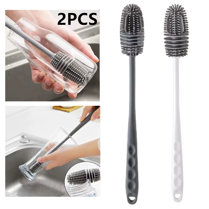 Brosse de nettoyage de bouteilles de lait en Silicone, brosse de nettoyage de bouteilles d'eau à Lon