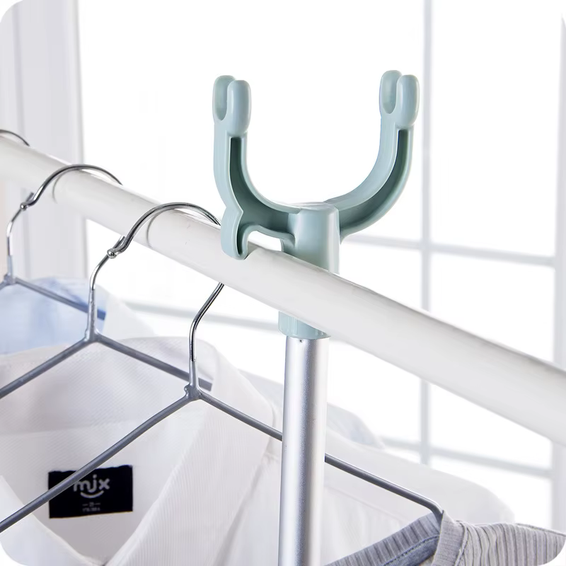 Porte-vêtements de balcon rétractable et peu encombrant, avec barre de séchage et crochets pour vête