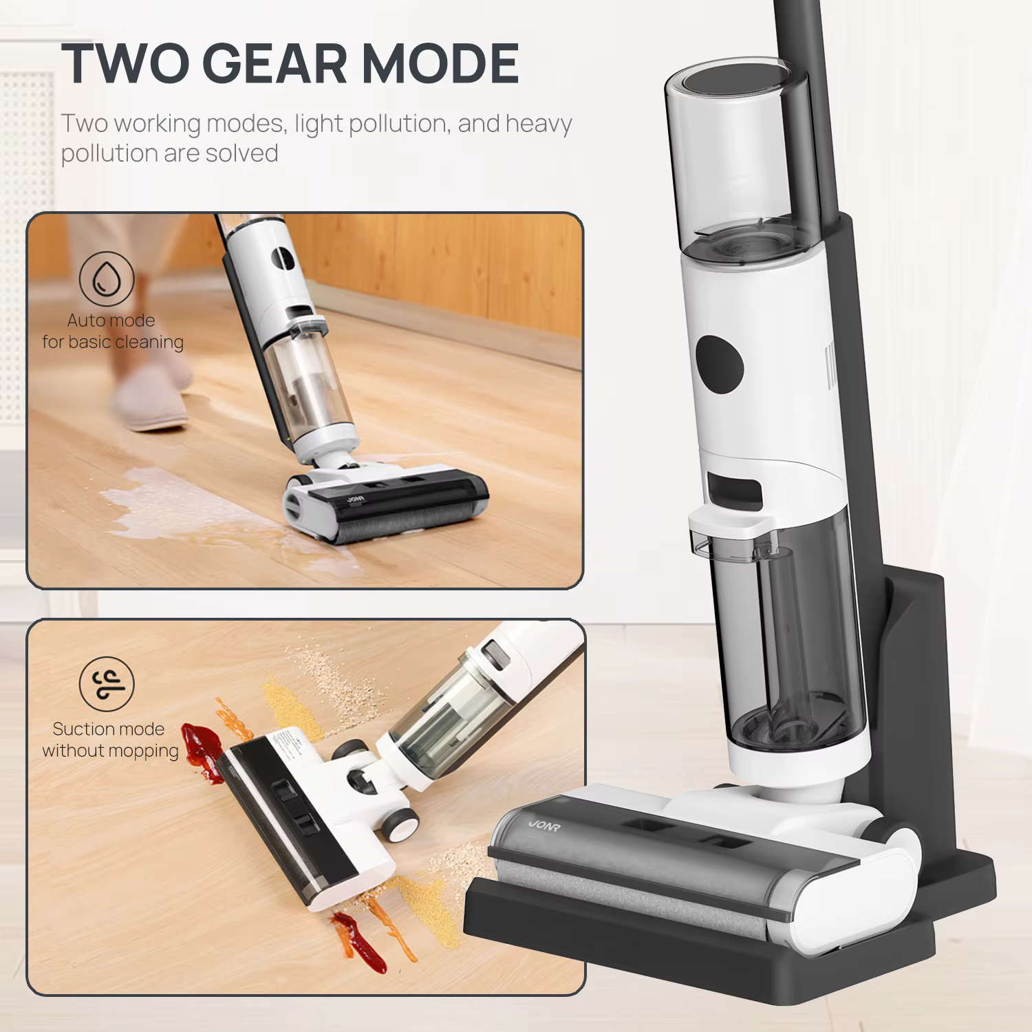 JONR ED12-Aspirateur Intelligent Sans Fil à Sec, Nettoyeur de Sol/Vadrouille à Eau