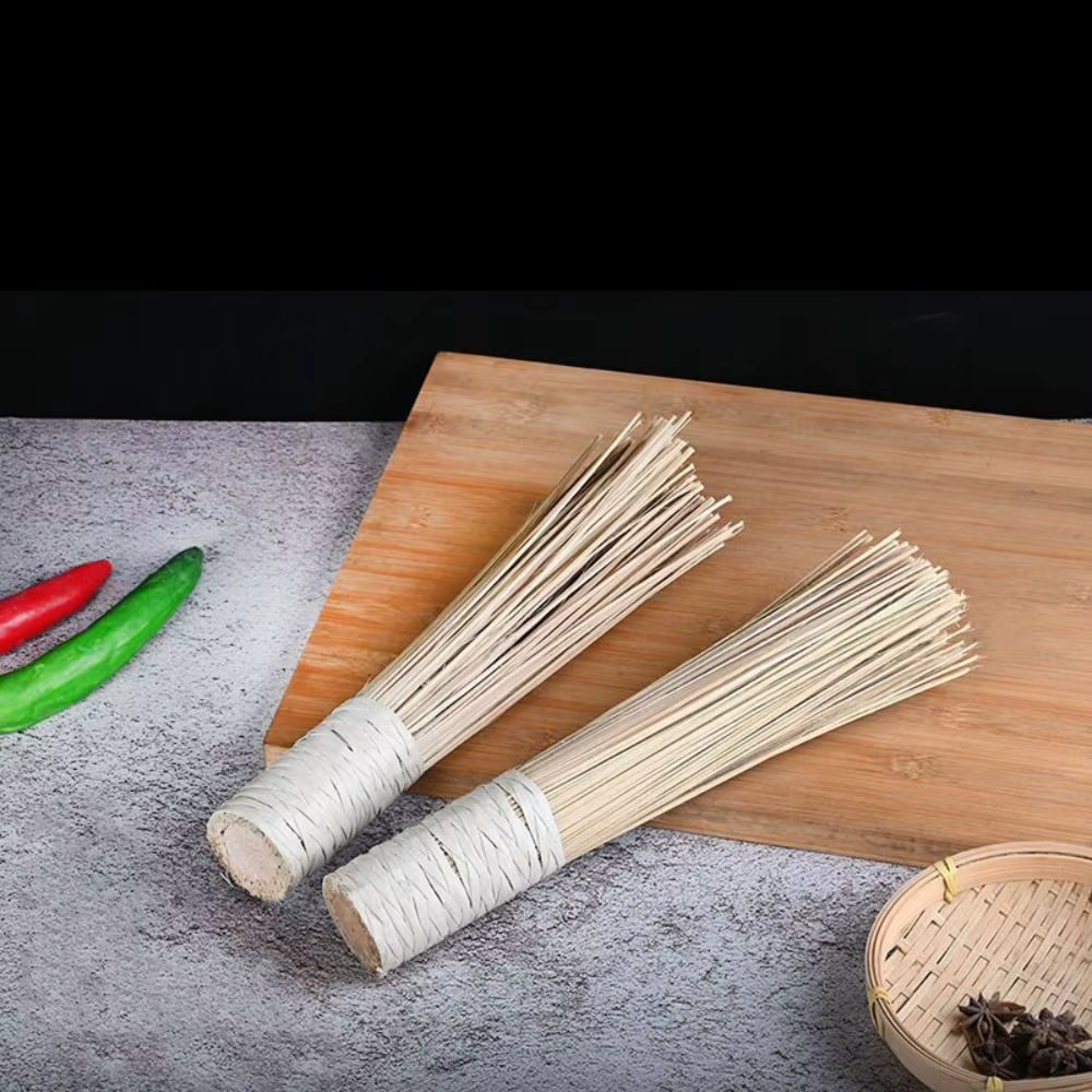 Wok brosse de nettoyage, 1 pièce, 7 pouces de long, fouet traditionnel en bambou, outils de cuisine