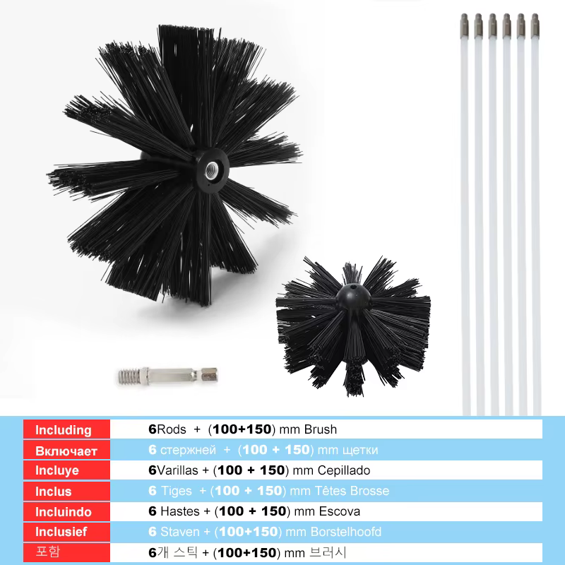 Brosse de Cheminée,Kit de nettoyage d'évent de sèche-linge de cheminée à la mode avec tiges flexible