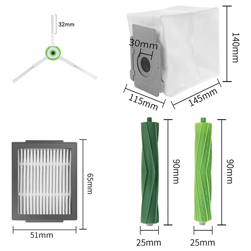 Filtre Hepa brosse latérale pour iRobot Roomba I7 I7 + I6 I8 I3 E5 E7 E & I série aspirateur sac à p