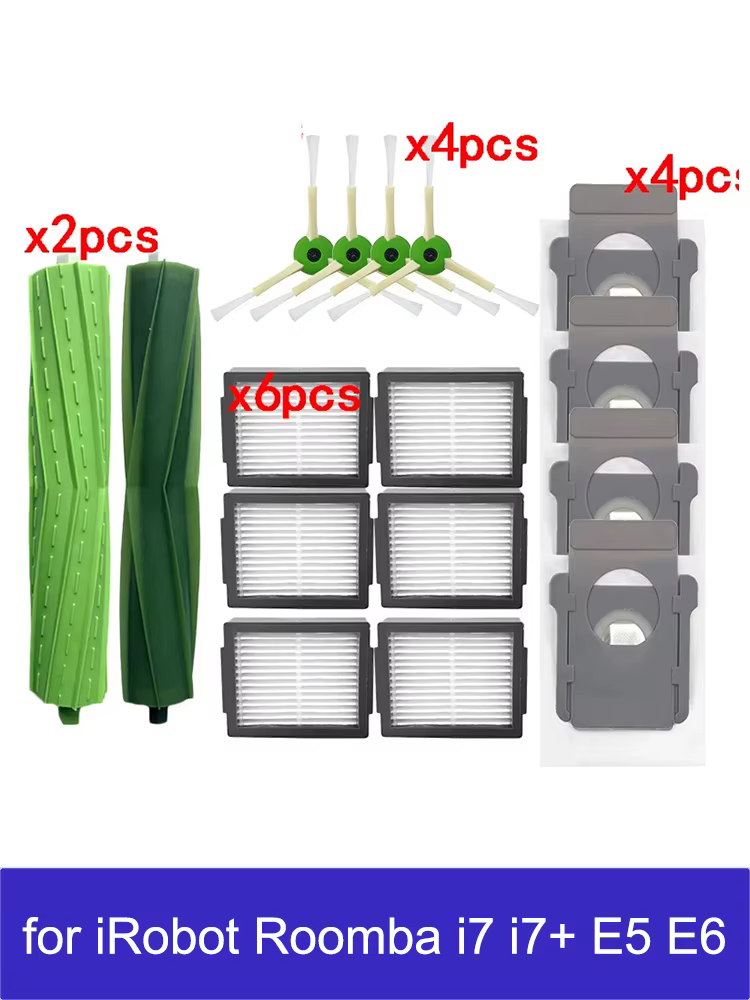 Filtre Hepa brosse latérale pour iRobot Roomba I7 I7 + I6 I8 I3 E5 E7 E & I série aspirateur sac à p