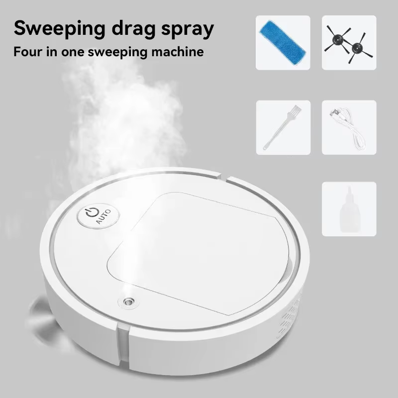 Robot Balayeur Intelligent existent 4 en 1, Aspirateur, Livres de Bain, Purification de l'Air, Humid