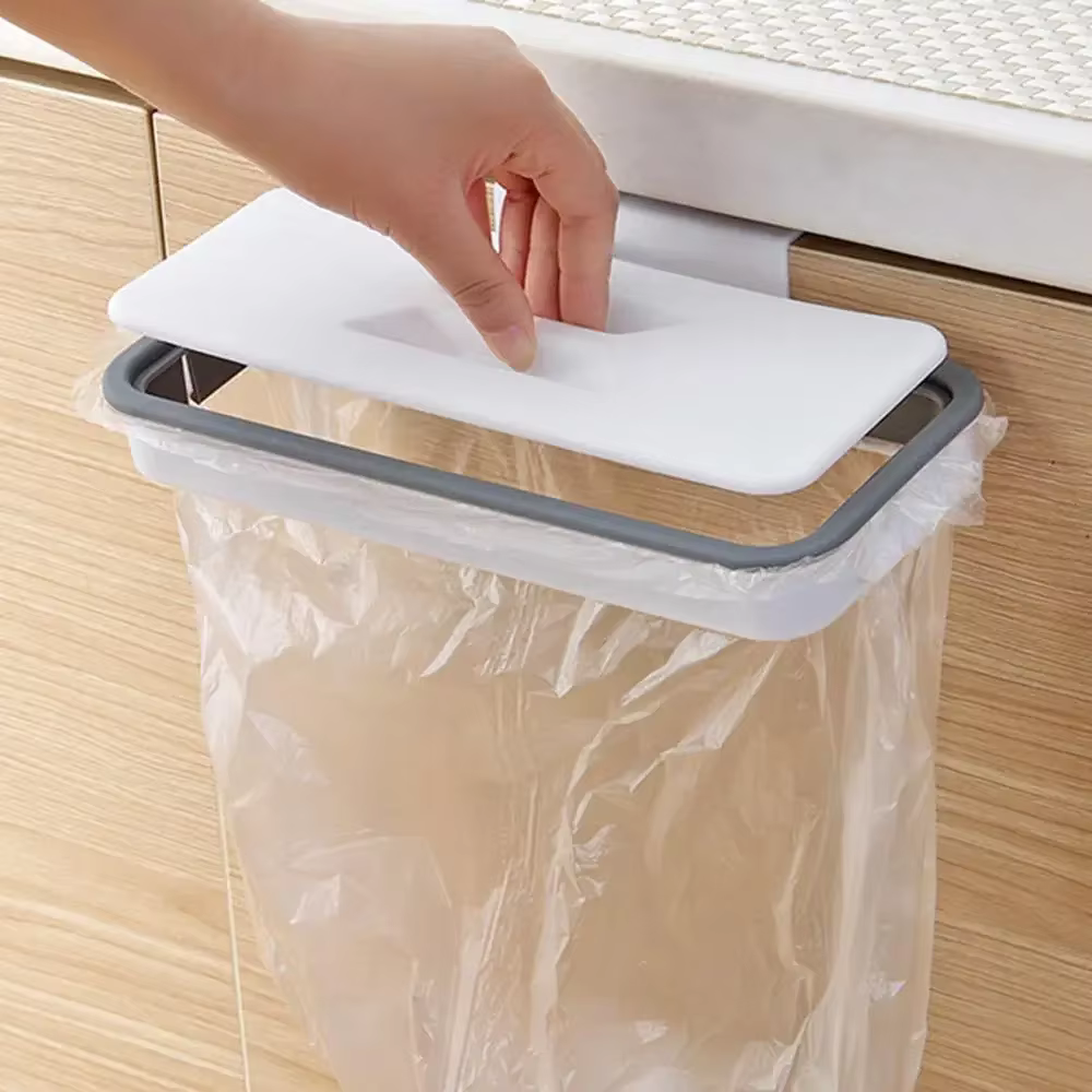 Sac suspendu à ordures en plastique Portable, support de rangement des déchets de cuisine, crochet d