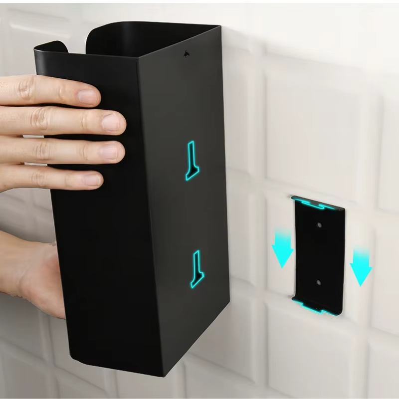 Conteneur de stockage magnétique mural sans poinçonnage, distributeur de sacs poubelles auto-adhésif