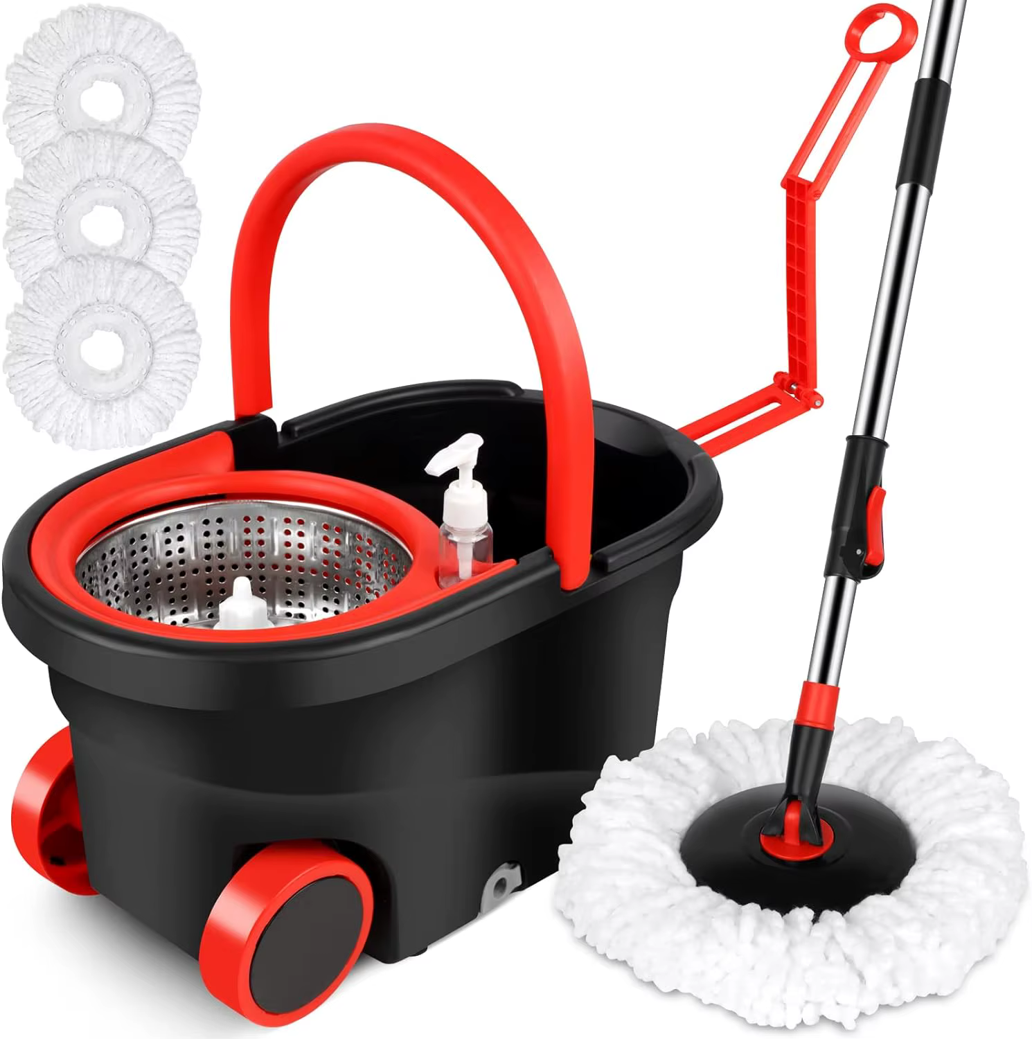 Vadrouille rotative avec 3 têtes de rechange en microcarence, livres à rotation à 360 °, manche arc-