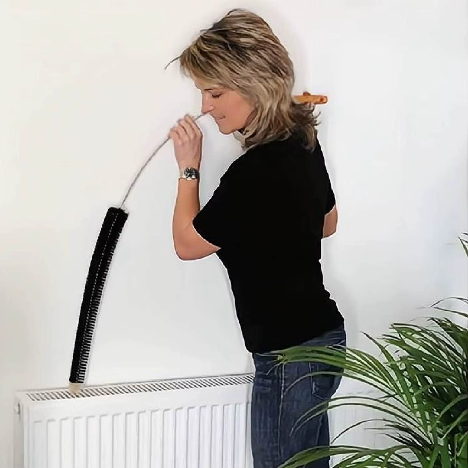 1PCS Brosse pour radiateur - 120 cm - Brosse pour radiateur avec poils de chèvre - Idéal pour nettoy