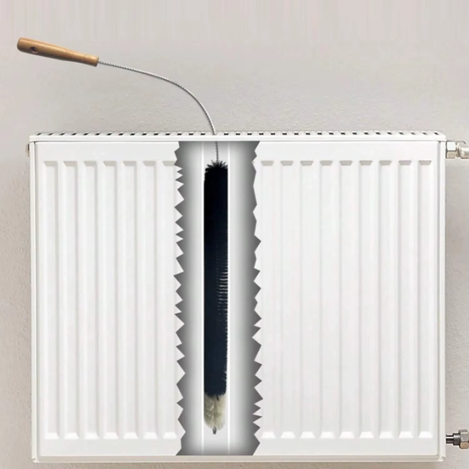 1PCS Brosse pour radiateur - 120 cm - Brosse pour radiateur avec poils de chèvre - Idéal pour nettoy