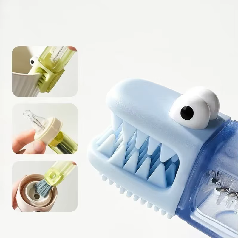 Brosse de nettoyage multifonctionnelle 4-en-1 pour le nettoyage des couvercles de tasses, des bouche