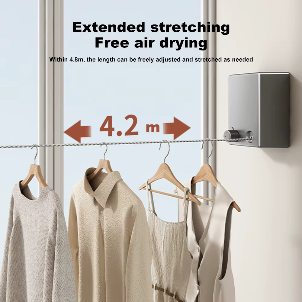 Corde à linge rétractable en acier inoxydable, Machine de séchage de vêtements extractible, corde pe