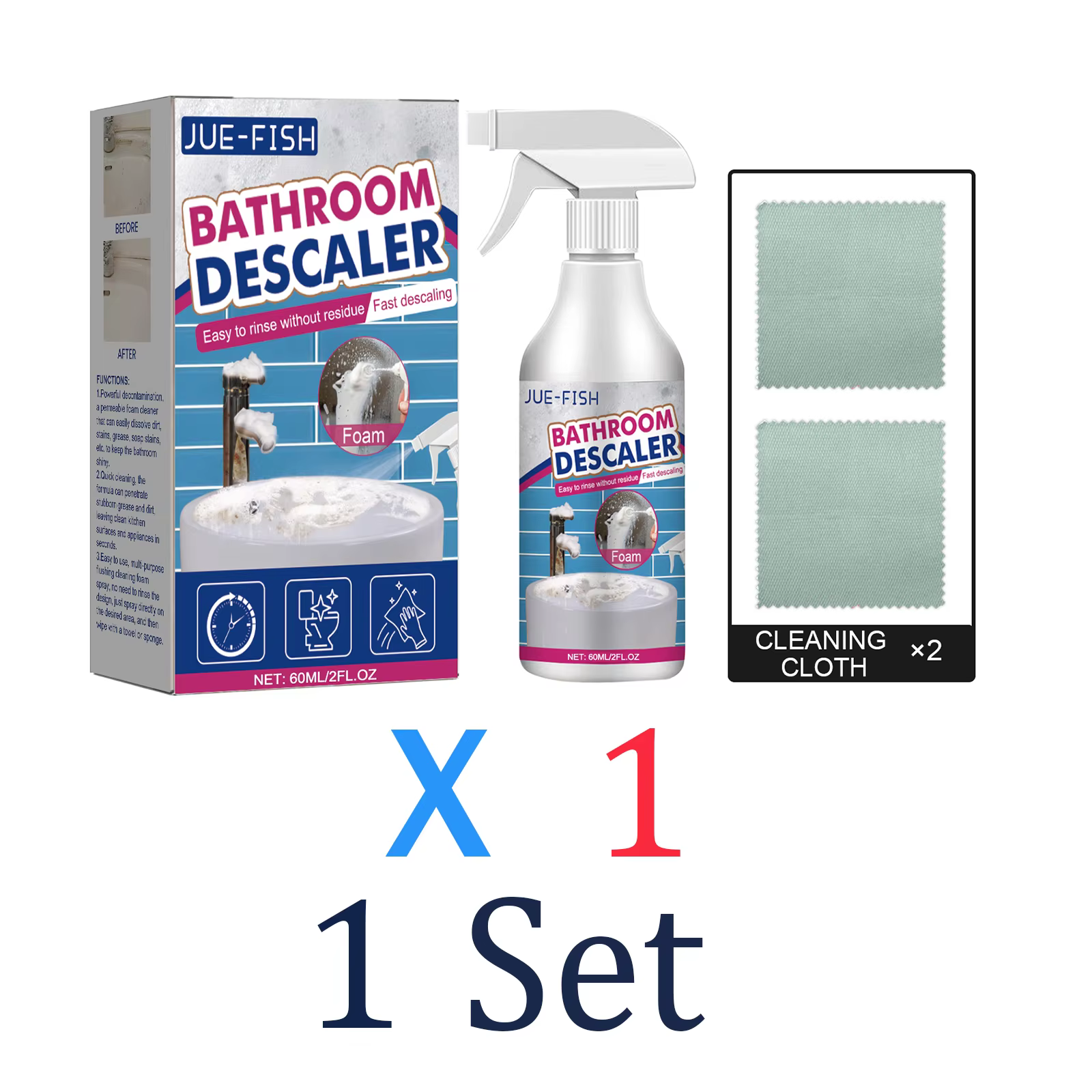 Nettoyant Salle de Bain en Spray, Nettoyant Vitres Douche, Nettoyant Moussant, Détartrant, Détachant