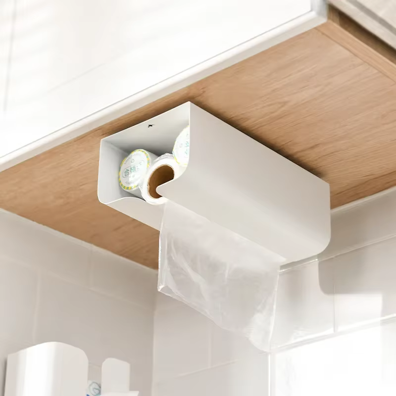 Conteneur de stockage magnétique mural sans poinçonnage, distributeur de sacs poubelles auto-adhésif