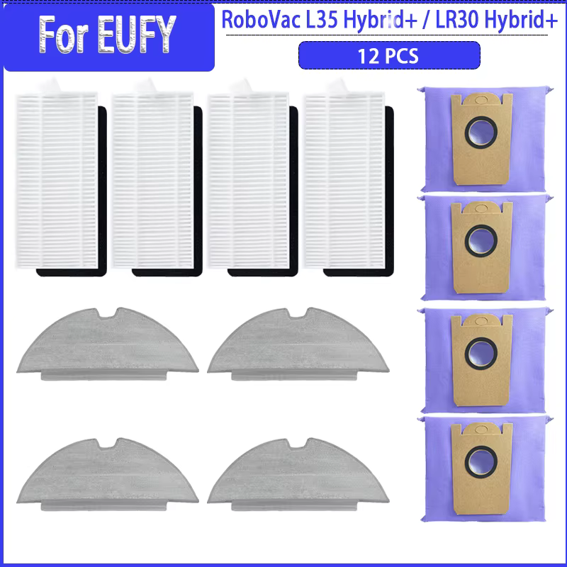 Filtre HEPA pour RoboVac EUFY L35 Hybrid + / LR30 Hybrid +, vadrouille, sacs à poussière Everths, pi