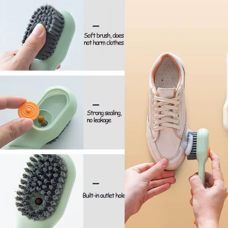 Brosse de nettoyage à poils souples, liquide pour chaussures, brosse à Long manche pour vêtements, p