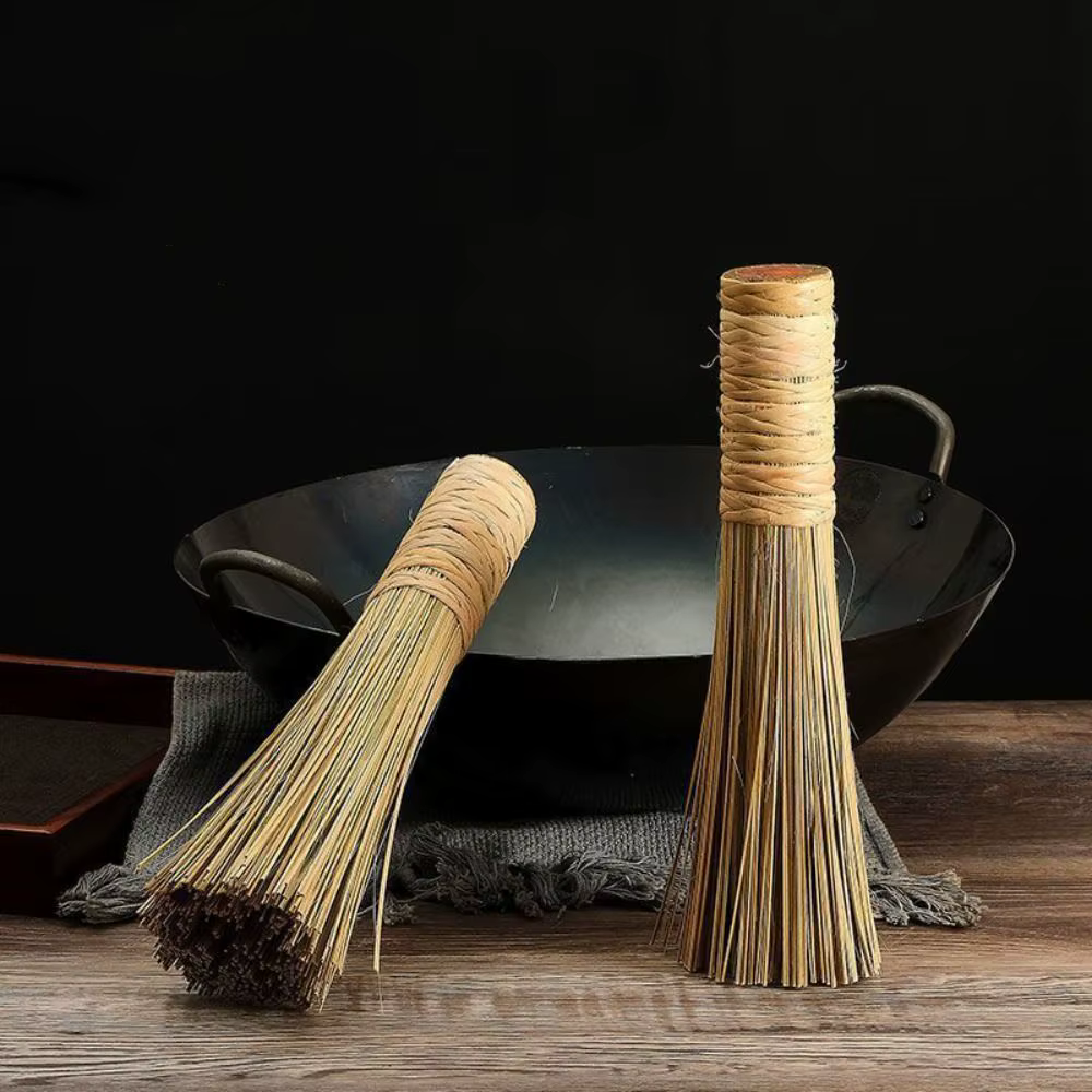 Wok brosse de nettoyage, 1 pièce, 7 pouces de long, fouet traditionnel en bambou, outils de cuisine