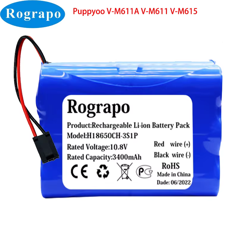 Batterie pour Robot aspirateur Puppyoo, 10.8V, 3400mAh, V-M611A, V-M611, V-M615, nouveauté