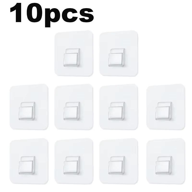 Crochets muraux transparents sans poinçonnage, 5/10 pièces, auto-adhésifs solides, cintres de rangem
