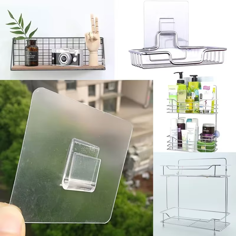 Crochets muraux transparents sans poinçonnage, 5/10 pièces, auto-adhésifs solides, cintres de rangem