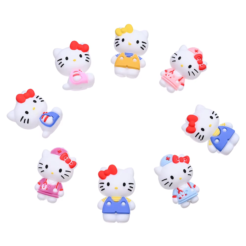 Perles en Silicone sur le thème Sanrio 3D, 7 pièces, perles de mise au point Hello Kitty pour bricol