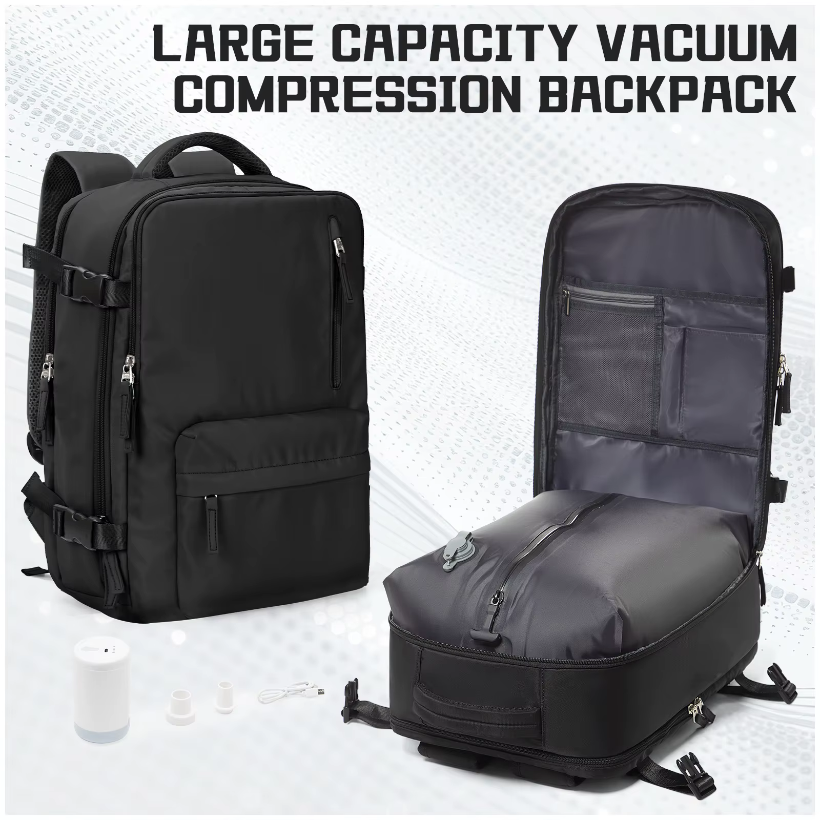 Sacs de rangement sous vide, sac à dos de voyage sous vide, gain de place, sacs scellés sous vide po