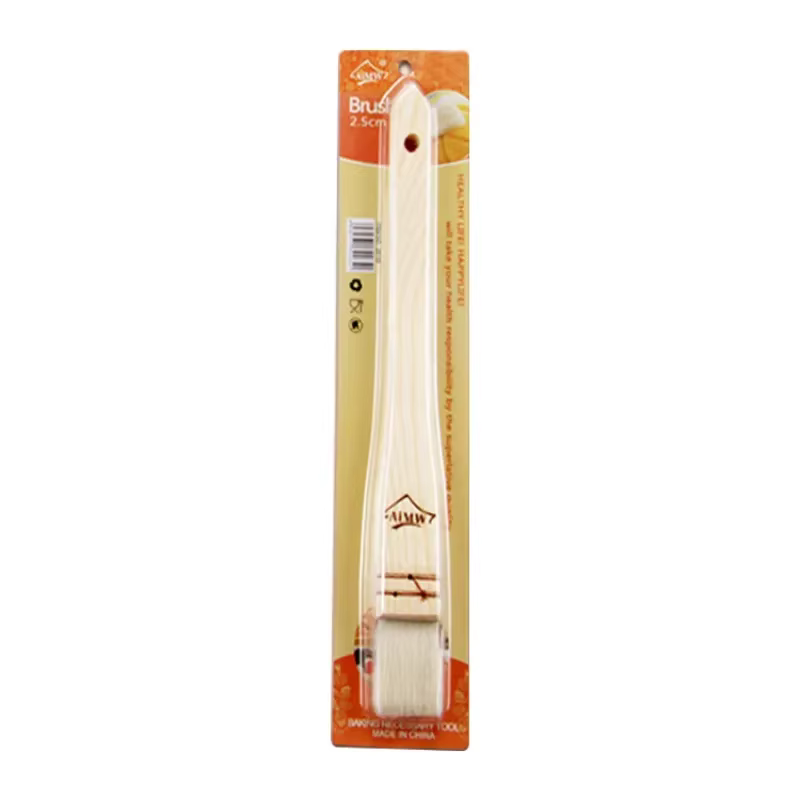 Pinceau à gâteau de lune avec manche en bois, brosse à huile en laine, accessoires de cuisson, outil