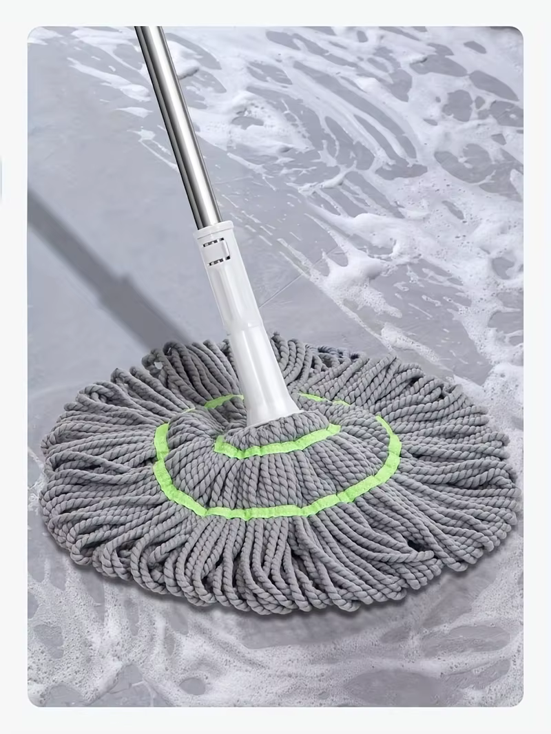 1 vadrouille à essorage automatique | Nettoyeur de sol en microfibre avec poignée réglable, humide