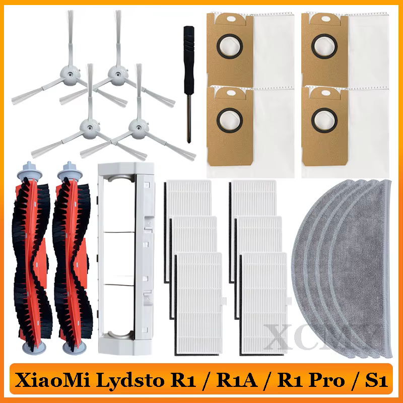 Brosse principale/latérale, filtre HEPA, boîte à poussière en tissu, sac à poussière pour XiaoMi Lyd