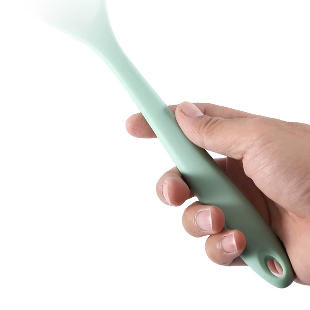 Pelle à tête plate en silicone intégrée, cuillère à salade, pot antiadhésif, spatule, ustensiles de