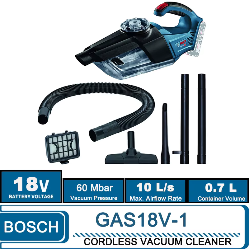 BOSwivel-GAS 18V-1 Aspirateur sans fil, Puissance d'aspiration 6,000Pa, Aspirateur industriel pour l