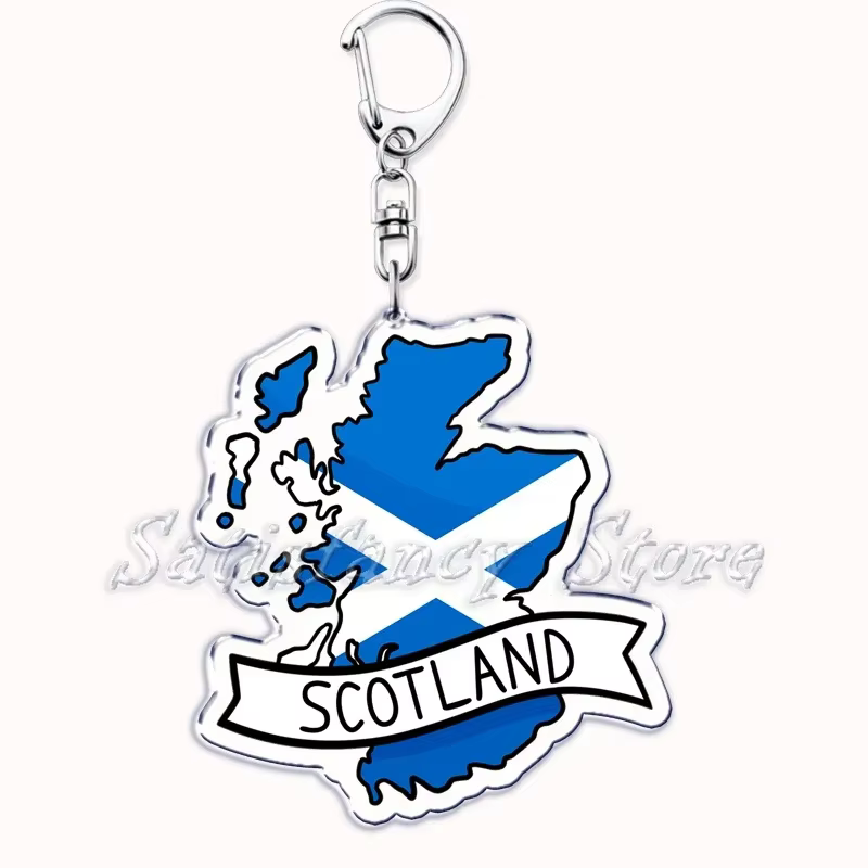 France ecosse pays cartes avec nom acrylique porte-clés porte-clés pour accessoires sac pendentif po