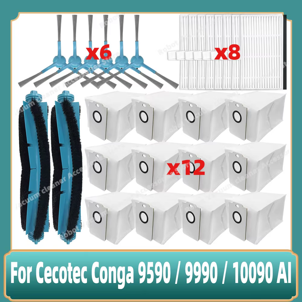 Brosse latérale avec filtre et sac à poussière, compatible avec Cecotseats Conga 9590 / 9990 / 10090